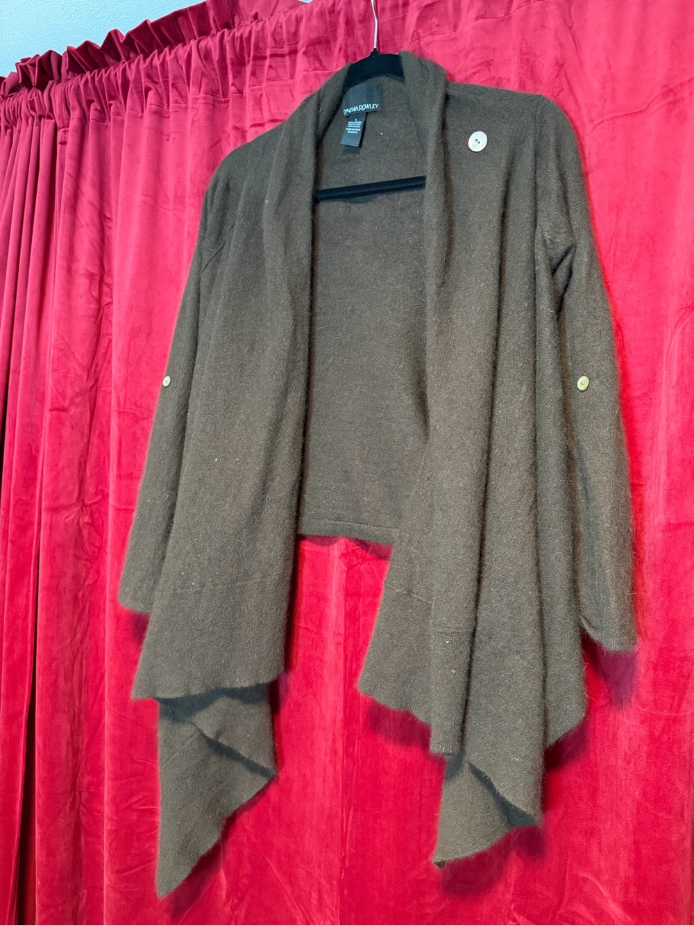 Cynthia Rowley Brown Draped Open-Front Cardigan